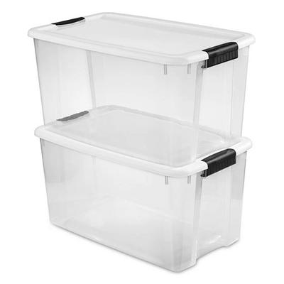 Homz 64 Qt Secure Latch Large Clear Stackable Storage Container w