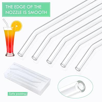 12 Pcs Glass Drinking Straws Reusable Straight Curved Glass Straws