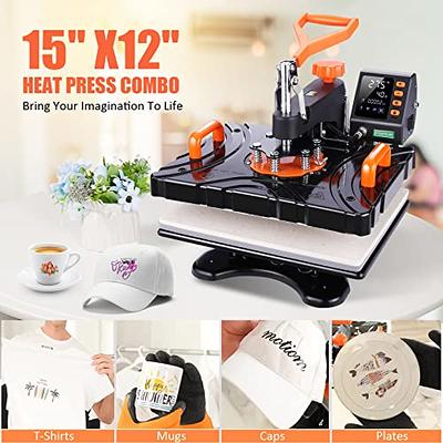 5 in 1 Heat Press Machine For T-Shirts 12x15 Combo Kit