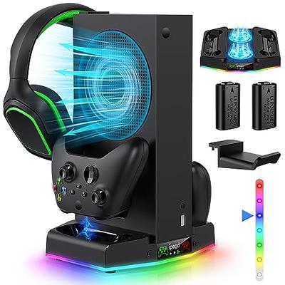  EUROA PS5 Slim Stand with Cooling Station and Controller  Charging Station for PS5 Slim Console Disc/Digital, for PS5  Accessories-Cooling Fan, RGB Light, Headset Holder, 15 Game Slot for  Playsation 5 
