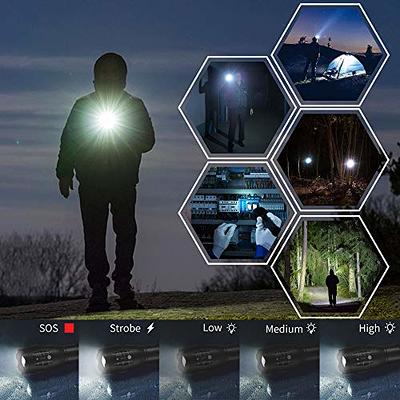 Whaply LED Flashlights, 2 Pack Tactical Flashlight High Lumens Lights with  6Pack AAA Batteries Portable Waterproof Zoomable Flashlight with 5 Mode for