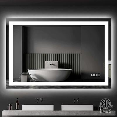 48 in. W x 36 in. H LED Rectangular Frameless Anti-Fog Bathroom Mirror Front Light