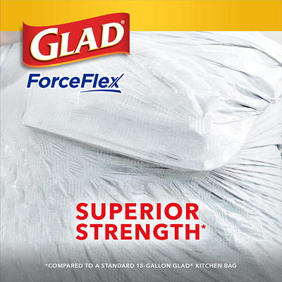 Glad ForceFlex OdorShield Tall Kitchen Drawstring Trash Bags Unscented, 13  Gallon Grey