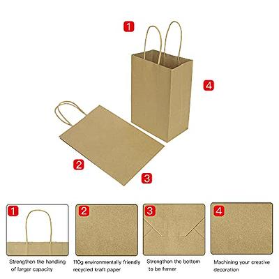 bagmad 100 Pack 5.25x3.25x8 inch Brown Small Paper Bags with Handles Bulk,  Gift Paper Bags, Kraft Birthday Party Favors Grocery Retail Shopping Craft  Bags Takeouts Business (Plain Natural 100pcs) - Yahoo Shopping