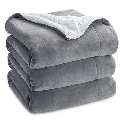 Utopia Bedding Sherpa Bed Blanket Full Size Grey 480GSM Plush