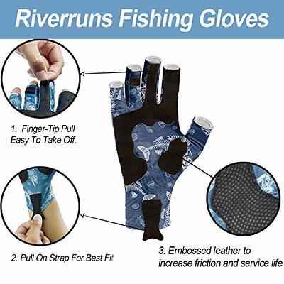 Riverruns Fingerless Fishing Gloves- Fishing Sun Gloves- UV Protection  Gloves Men And Women Fishing, Boating, Kayaking, Hiking, Running, Cycling  And