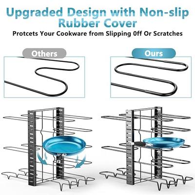 SpaceAid Heavy Duty Pan Organizer Rack for Cabinet, Pot Lid Holder, Kitchen Organization & Storage for Cast Iron Skillet, Bakeware, Cutting Board 