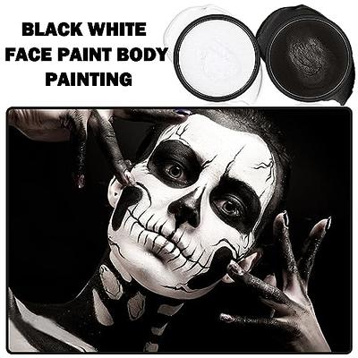 WENJLYJ 2 PCS Black White Cream Face Body Paint Set,Halloween White Face  Paint SFX Makeup Kit,Professional Face Painting Kit for Halloween Zombie