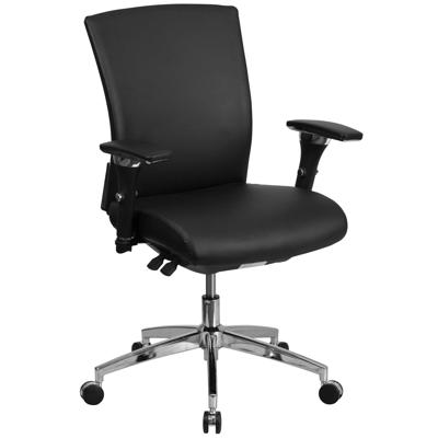 Flash Furniture Black Leather Contemporary Adjustable Height Swivel Faux  Leather Desk Chair in the Office Chairs department at