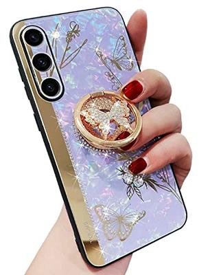 for iPhone 12/12 Pro Bling Case Luxury Trunk Box Design Glitter Cute Gold  Square Corner Soft TPU Cover with Finger Ring Grip Kickstand for Women  Girls