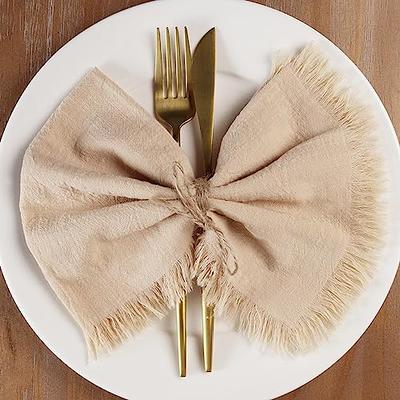  Dololoo Handmade Cloth Napkins with Fringe,18 x 18