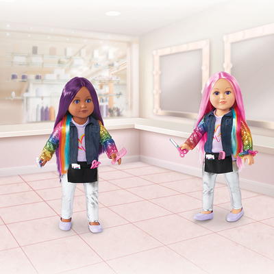 My Life As Amora Hairstylist Posable 18-inch Doll, Pink Hair, Purple Eyes