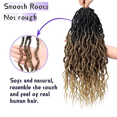  Goddess Locs Crochet Hair 6 Packs 16 Inch Straight Faux Locs  Crochet Hair for Black Women, Crochet Pre-Looped Curly Hair Soft Faux Locs  Synthetic Braiding Hair Extensions (16 Inch, 6