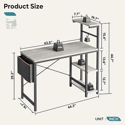 Bestier 44 in. Computer Desk with LED Lights Gaming Desk with 4