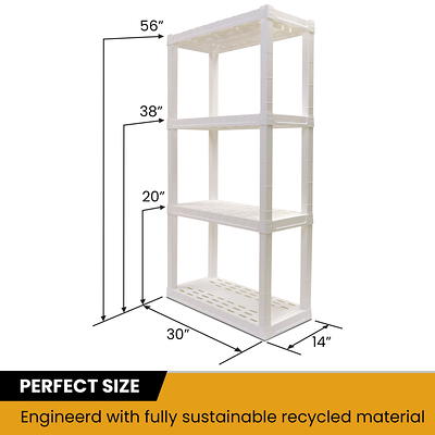 Hyper Tough 3-Tier Shelving Unit, W30 x D14 x H39 Multipurpose Garage  Plastic Shelf Organizer, Black