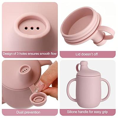 6 Months+ Sippy Cups with Handles,Silicone Sippy Cups Leak Proof 5oz,No  Spill Sippy cups for Toddlers (Pink)