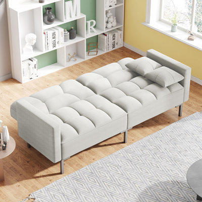 Linen Upholstered Modern Convertible Folding Futon Sofa Bed - Yahoo Shopping