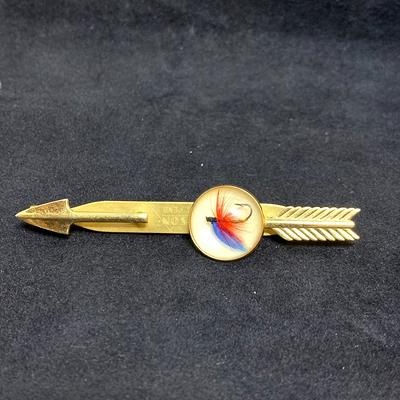 Vintage Anson Gold Tone Arrow Fly Fishing Lure Tie Bar