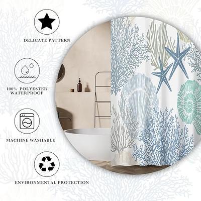 Shell Sea Star Bathroom Waterproof Shower Curtain 12 Hooks / 71