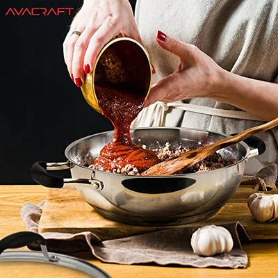 AVACRAFT 18/10 Stainless Steel Everyday Pan, Stir Fry Pan with