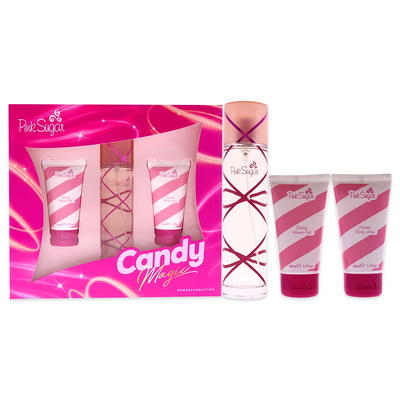 Pink Sugar Eau De Toilette Spray 3.4 oz & Shimmering Perfume Roll-On 1.7 oz  & Shower Gel 3.4 oz & Eau De Toilette Spray Mini 0.33 oz