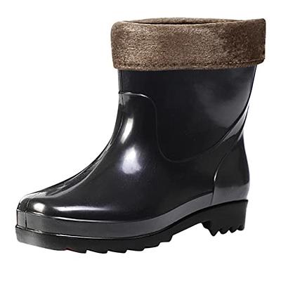 JWSVBF Rain Boots Womens Rubber Non-Slip Low Heels Wide Calf Ankle