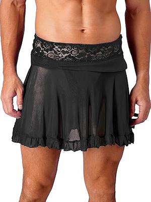 Miutii Women's Lace Trim Sheer Mesh Micro Mini Skirt See Through