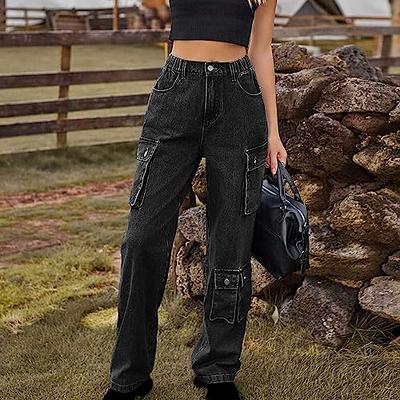 Women's High Waist Baggy Jeans Flap Pocket Relaxed Fit Straight Wide Leg  Y2K Fashion Cargo Jeans, Blue, X-Small : : Clothing, Shoes &  Accessories