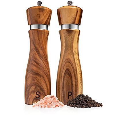 5.5 Wooden Salt and Pepper Grinder Hand Shaker with Adjustable Coarseness | Harfington, White