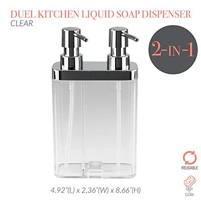 mDesign Plastic Kitchen Sink Countertop Liquid Hand Soap Dispenser, Chrome/Clear