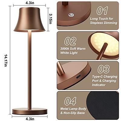 Cordless Table Lamps, 3 Colors Stepless Dimming, 4000mah Rechargeable  Battery Led Desk Lamp, For Bedroom/couple Dinner/desk/cafe/dining  Room/terrace - Temu Austria