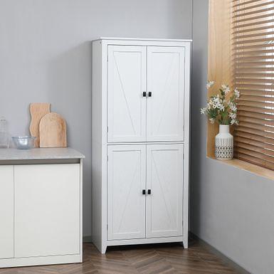 Basicwise Kitchen Pantry Storage Cabinet with Doors and Shelves White