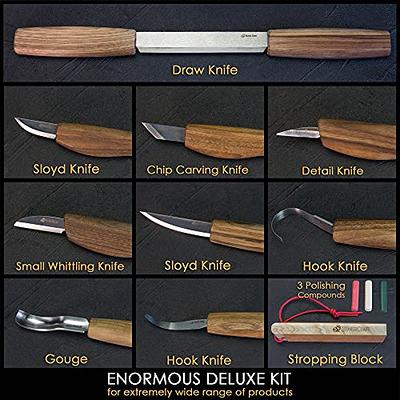 BeaverCraft Deluxe Wood Carving Kit S18X - Wood Carving Knife Set - Spoon  Carving Tools Set - Whittling Knives Kit - Woodworking Kit Wood Carving