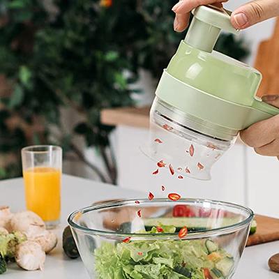 Portable 4 in 1 Electric Vegetable Slicer Set, Wireless Food Processor,  with Clean Brush for Garlic Chili Onion Celery Ginger Meat