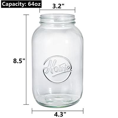 Peohud 3 Pack 64oz Large Mason Jars, Wide Mouth Mason Jars with