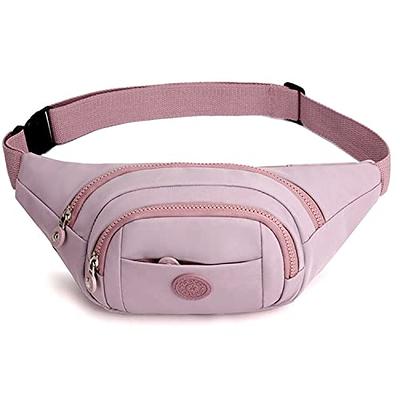 Fanny Packs for Women Plus Size, Nylon Workout Belt Bag(Pink