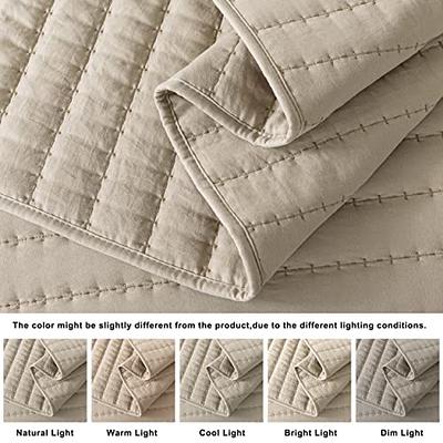 WDCOZY Beige Queen Size Quilt Bedding Sets with Pillow Shams, Cream Tan  Lightweight Soft Bedspread Coverlet, Quilted Blanket Thin Comforter Bed  Cover