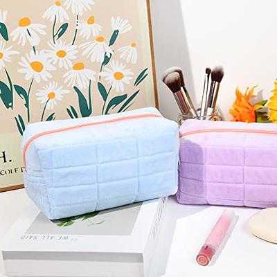 SOIDRAM 2 Pieces Makeup Bag Large Checkered Cosmetic Bag Blue Capacity  Canvas Travel Toiletry Bag Organizer Cute Makeup Brushes Aesthetic  Accessories Storage Bag for Women - Yahoo Shopping