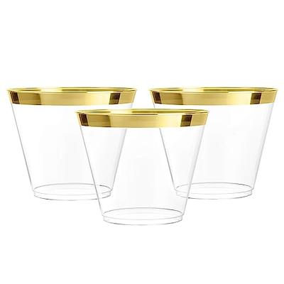 LIYH 100 Pack Gold Plastic Cups,16 oz Gold Plastic Cups Elegant