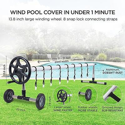 Solar Pool Cover Reel 21 Ft Pool Cover Roller Above Ground with Rubber  Rollers Large Wheel