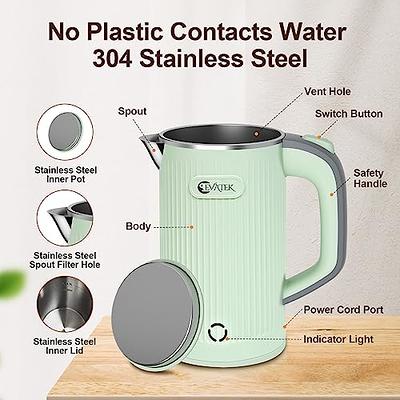 Small Electric Tea Kettle Stainless Steel, 0.8L Portable Mini Hot Water  Boiler Heater, Travel Electric Coffee Kettle with Auto Shut-Off & Boil Dry