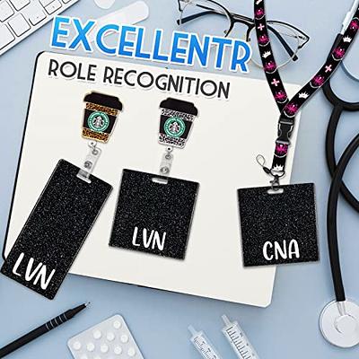 Custom LPN LVN RN Vertical/Horizontal Glitter ID Card Badge Reels Holder Retractable ID Name Tag Badge Alligator Clip for Nurse Coworkers Employee