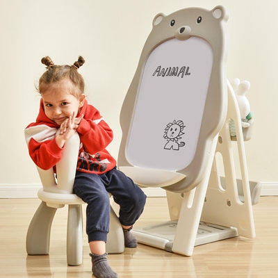 Standing Foldable Easel-Dry Erase Board Kids Art Easel with Stool and  Adjustable Whiteboard - Yahoo Shopping