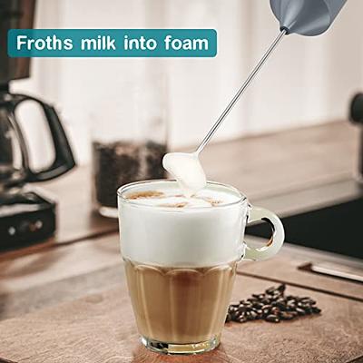 Milk Frother Handheld, Rechargeable Whisk Drink Mixer for Coffee with Art Stencils, Coffee Mixer for Cappuccino, Hot Chocolate Match, Frappe, Hot