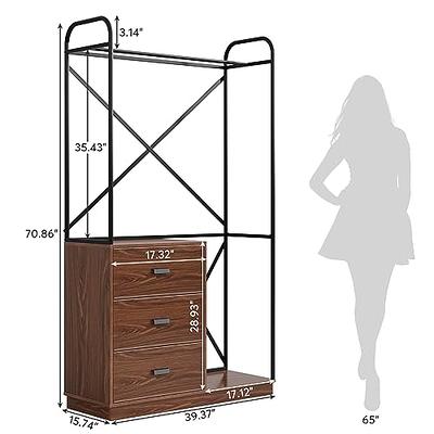 Aheaplus Wood Wardrobe Closet Storage Free Standing Closet Organizer,  Clothes Garment Racks with Storage Shelves and Hanging Rod, Walk In Closet  Organizer with 3 Wood Drawers - Yahoo Shopping