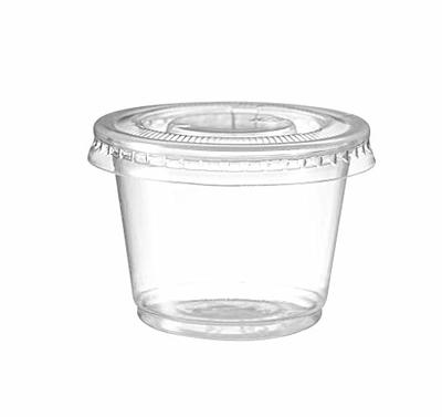 5 oz - 100 Sets} Clear Diposable Plastic Portion Cups With Lids, Small Mini  Containers For