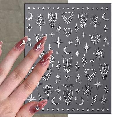 Stars Nail Art Stickers Decals 6Sheets Nail Art Supplies 3D Self-Adhesive  Nail Art Decoration Stars Holographic Laser Design Nail Art Accessories  Women and Girls DIY Acrylic Nail Art