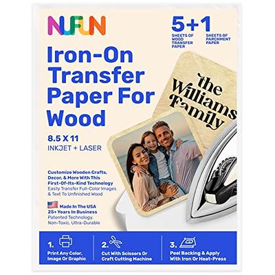 NuFun Activities Printable Iron-on Heat Transfer Paper for Wood, 5 Sheets  8.5 x 11 inch, Long Lasting, Durable, Professional Quality, Easy DIY,  Non-Toxic, Made in The USA - Yahoo Shopping