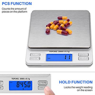 KitchenTour Digital Kitchen Scale - 3000g/0.1g High Accuracy Precision  Multifunction Food Meat Scale with Back-Lit LCD Display(Batteries Included)