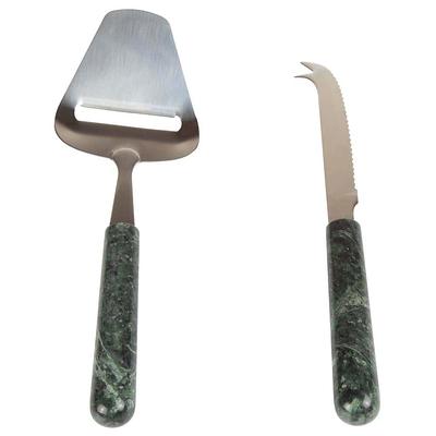 Creative Home Natural Green Marble Set of 4 Pieces Multipurpose Cheese Knife, Cutter, Spreader